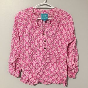 Escapada Women’s Pink Chain Button Long Sleeve Top Size XS